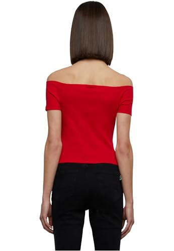 Urban Classics Ladies Off Shoulder Rib Tee, Camiseta Mujer, Rojo (fire Red), XL