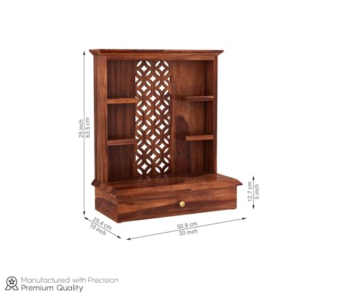 Image of SEENO Kamdhenu Art And Craft Wooden Temple /Home Temple /Pooja Mandir /Pooja Mandap /Temple, 62 Cm