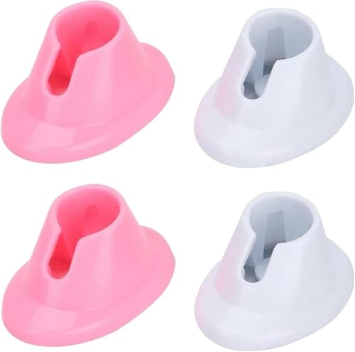 Cldaisy 4Pcs Soft Rubber Nail Polish Bottle Holder Nail Polish Stand Anti-Spill Nail Art Organizer Display Manicure Tools for Art Salon Design (Pink and White)
