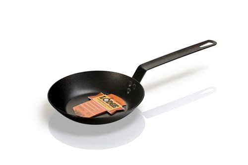 Lodge 8 Inch Carbon Steel Skillet - PFAS-Free Pre-Seasoned Carbon Steel Frying Pan for High-Heat Searing - Long Handle Design for Omelets, Grilling, and Campfire Cooking - Made in the USA