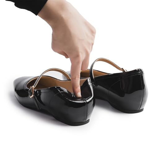 Image of Cusolemore Mary Jane Flat Shoes with Arch Support and Hidden Wedge Heel, Women Ballet Flats, Mary Jane Flats, Comfortable Dress Shoes