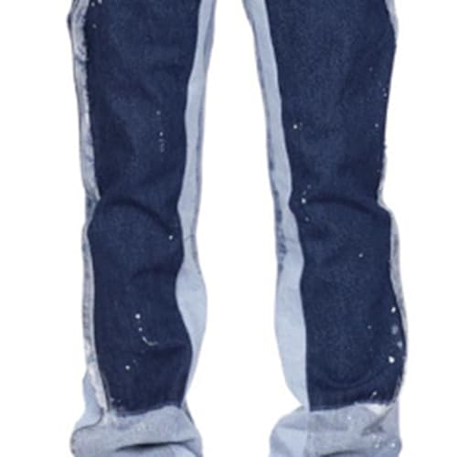Mens Stacked Jeans Baggy Streetwear Ripped Bootcut Denim Pants with Pockets Stretch Patchwork Jean Trousers2