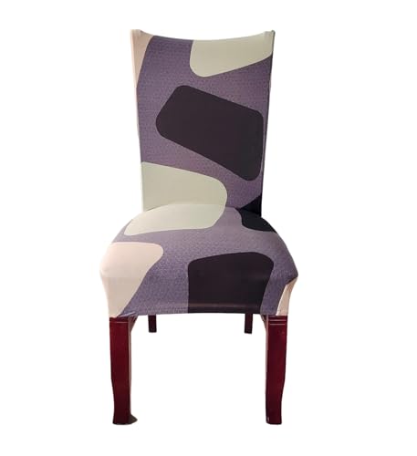 Image of Styleys Chair Covers for Dining Room, Stretch Dining Chair Cover, Washable Spandex Kitchen Chair Slipcovers (Set of 1, Purple Bricks Pattern, SD3226)