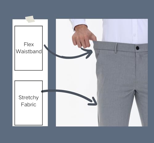 Soojun Men's Modern Fit Flex Flat Front Dress Pants3