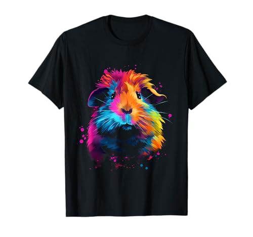 Tiere Tierfan Natur Bekleidung & Geschenke MD Meerschweinchen Bunt Design Meerschweinchenfan T-Shirt Schwarz Unisex Erwachsene & Kinder Party Tierliebhaber S Kurzarm