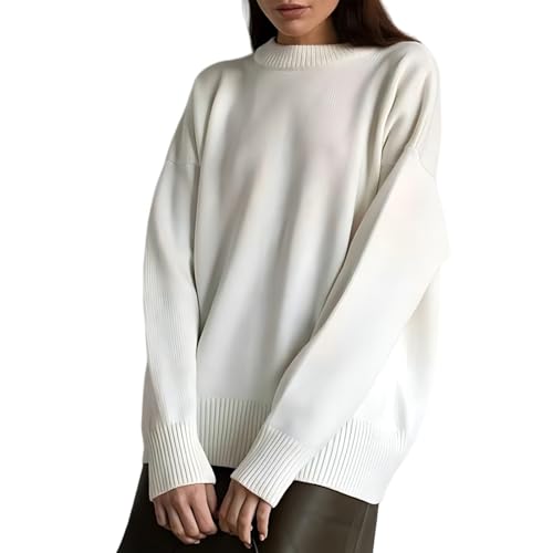 Image of Chunky Oversized Sweaters for Women 2025 - Crew Neck Long Sleeve Knit Pullover, Basic Fall and Winter Sweater