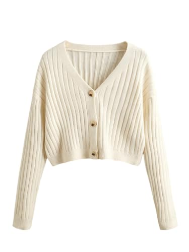 Image of SweatyRocks Women's Long Sleeve Button Front V Neck Soft Cardigan Sweaters