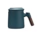Webao Tasse en Céramique avec Couvercle et infuseur à thé, Grande Tasse à Thé 400 ml avec Séparateur de Thé, Vert Agate
