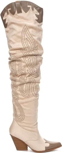 Cape Robbin Over the knee thigh high Chunky low heel Cowboy boots For Women