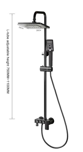 Image of B Backline Thermostatic Shower Set | 3-in-1 Wall Mixer | Rainfall Overhead Shower, Handheld Shower & Spout | Matte Black Finish for Bathroom