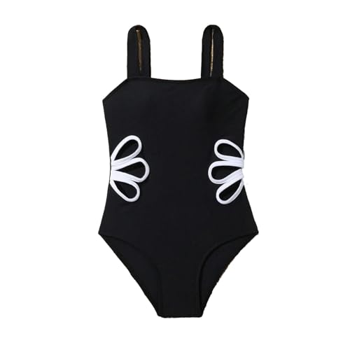 Girls Swimsuits Wide Straps Hollow Out One-Piece Bathing Suit Toddler Y2k Quick Dry UPF 50+ Beach Surfing Swimwear 7-12Y2
