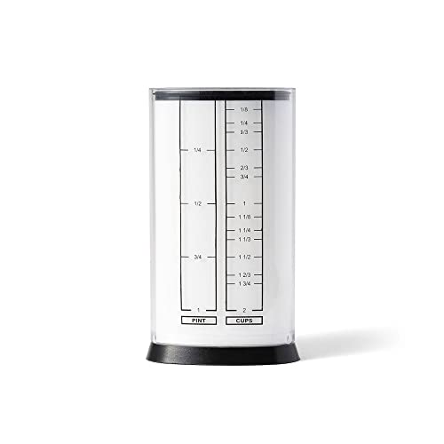 KitchenArt 2 Cup Tri Adjust A-Cup, Easy Pour Measuring Cup, 3.25x3.25x6", Black/White