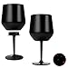 Weinkelch mit Abnehmbarem Stiel und Ohne Stiel, 14oz/420 ml Weinglas aus Edelstahl, Tragbarer Lsolierbecher, Unzerbrechliche, Bruchsichere Rotweingläser für Outdoor, Reisen, Pool, Schwarz, 2 Stück