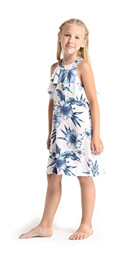 Girl Hawaiian Round Neck with Ruffle Dress in Day Dream Bloom3