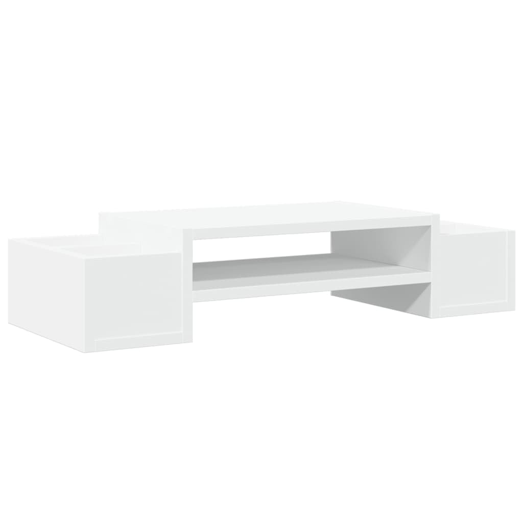 Supporto Per Monitor In Truciolato Rovere - Per Due Schermi, Con Spazio Di Archiviazione Sottostante Supporto Per Monitor In Truciolato Rovere - Per Due Schermi, Con Spazio Di Archiviazione Sottostante