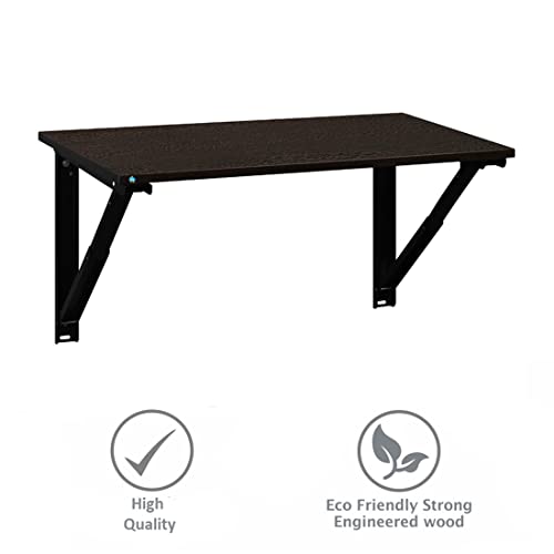 Image of DELITE KOM Wizard Engineered Wood Study Table /Wall Mounted Shelf Desk for Adult /Kids Use in Home /Office (Flowery Wenge, 45.4 D x 89.6 W x 32 H)