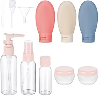 FANTESI Travel Bottles for Toiletries, 11 PCS Leak Proof Refillable Travel Containers Squeezable Liquid Containers with Bag for Cosmetic Shampoo Lotion Makeup Shower Hand Soap( Dark Color)