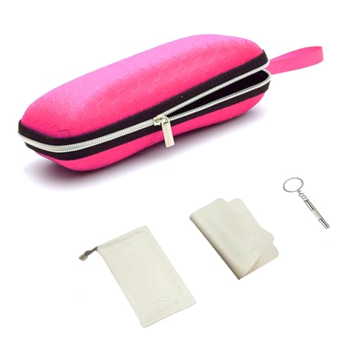 Zipper Eyeglasses Case, Honeycomb Glasses Sunglasses Case Box Protector for Men & Women or Children(Pink)