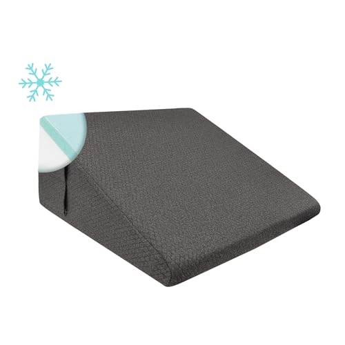 Bedluxe Wedge Pillow, 8 inch Bed Wedge Pillow, Elevated Body Pillow for Back Support, Acid Reflux, Leg, Neck Pain, Snoring, Triangle Pillow Wedge - Cooling Memory Foam Top, Dark Grey