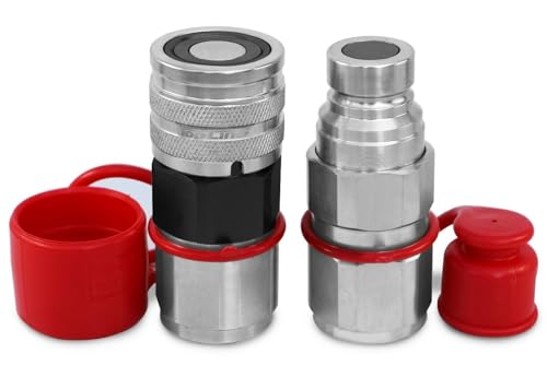 Image of TL27 3 /4 inch SAE Thread Flat Face High Flow Quick Connect Hydraulic Coupler Coupling 5 /8 inch Body Size for Bobcat Skid Steer Loaders Dust Caps