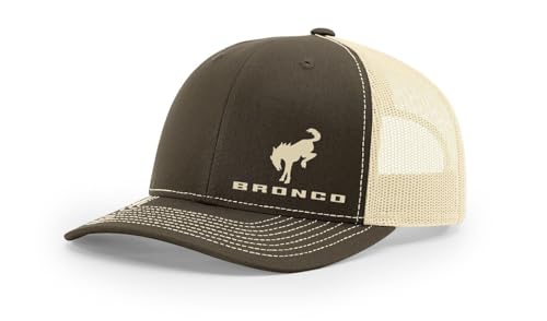 Ford Bronco Logo Side Panel Embroidered Richardson 112 Snapback Trucker Hat Cap Chocolate chip