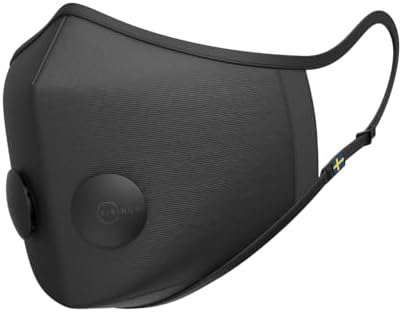 Airinum Urban Air Mask 2.0 - Reusable Face Mask with Valves, Replaceable Filters and Head Strap | for Outdoor Activities, Cycling, Travel (M, Onyx Black)