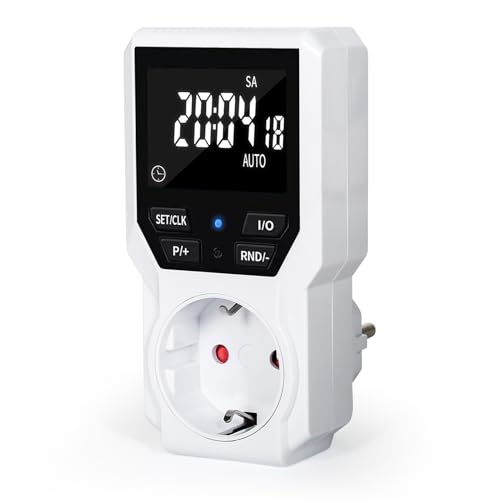 Jadeshay Temporizador Enchufe,16A Reloj Programador Enchufe Digital Programable con 10 Juegos de...