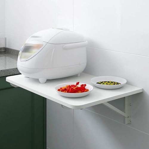 Bureau d'ordinateur d'angle rabattable bois blanc et table cuisine pliante