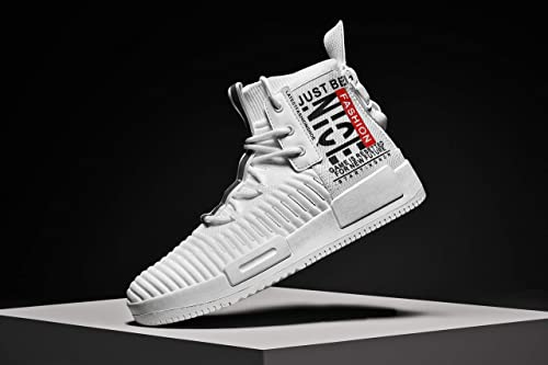 Image of RUNMAXX Mens Fashion Walking Lace Up High Top Shoes Stylish Running Athletic Casual Sneaker