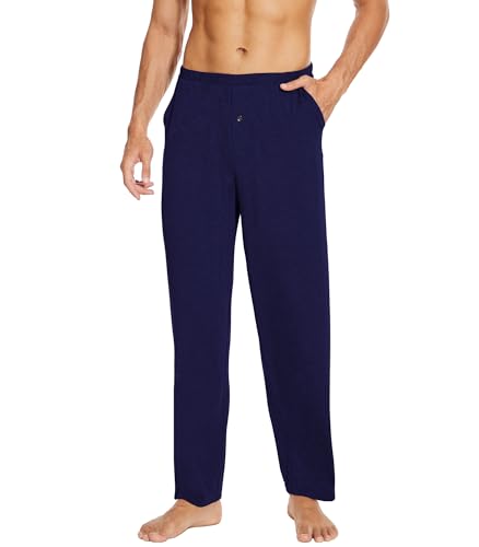 WiWi Men's Soft Knit Pajama Pants Lightweight Sleep Lounge Bottoms with Pockets Open Fly Sleepwear Sweatpants S-XXL4