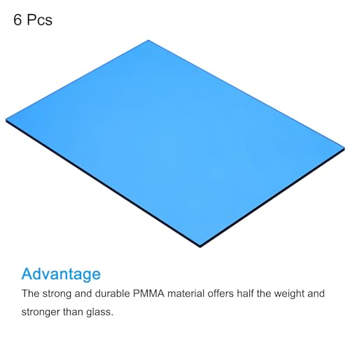 Image of MECCANIXITY 6 Pcs PMMA Acrylic Sheets Colored Transparent 7 x 5Inch Blue Acrylic Sheets for DIY Projects, Art, Crafting, Laser Cutting & Engraving