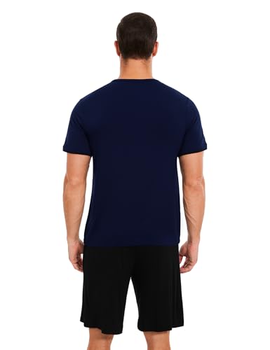 GYS Bamboo Viscose Men's Pajama Sets Short Sleeve Sleepwear Summer Pj Shorts Set2