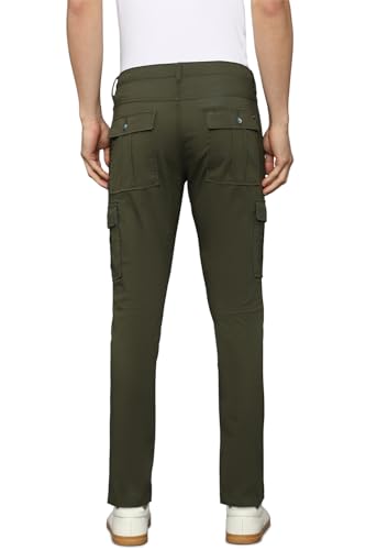 Image of Louis Philippe Men's Slim Fit Solid Cotton Blend Cargos