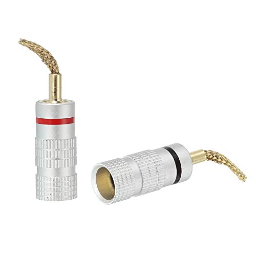 PATIKIL Flex Pin Banana Plugs Gold-Plated Insulated Red Black for Speaker Wires Sound Systems, Video Receivers, Home Theater Pack of 4 - Image 4
