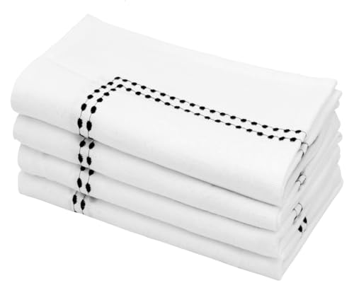 Servilletas de Tela de Algodón Blanco y Negro, Juego de 4 miniatura 3