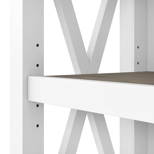 Bush Furniture Tall 5 Shelf Bookcase for Living Room or Home Office, Large Bookshelf, Modern Farmhouse Style, Key West Collection, Pure White and Shiplap Gray - Image 6