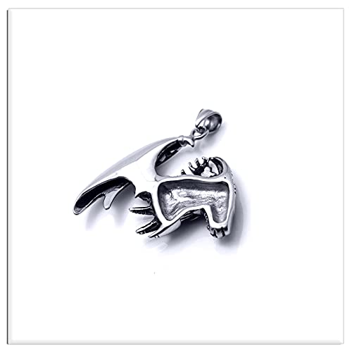 Xusamss Punk Stainless Steel Wing Dragon Pendant Necklace with 24inches Link Chain4