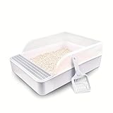 OCACA Spacious 20-Inch Open Cat Litter Box with Snap-On Fence - Easy-to-Clean, Extra Large Size for Cats of All Ages