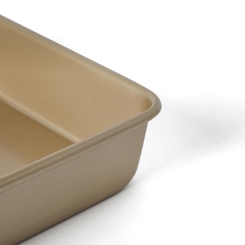 Image of Martha Stewart Gallen 13 x 9 Inch Rectangular Nonstick Carbon Steel Cake and Baking Pan - Champagne, Durable Bakeware for Even Cooking and Easy Release