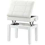 GRANDE COMFORT, CASSA INTEGRATIS: Sgabello per pianoforte con seduta grande comfort in imbottitura in schiuma ad alta densità (rivestimento sintetico PU) - Cassettiera integrata sotto la seduta: pratica per riporre le partizioni, accessori