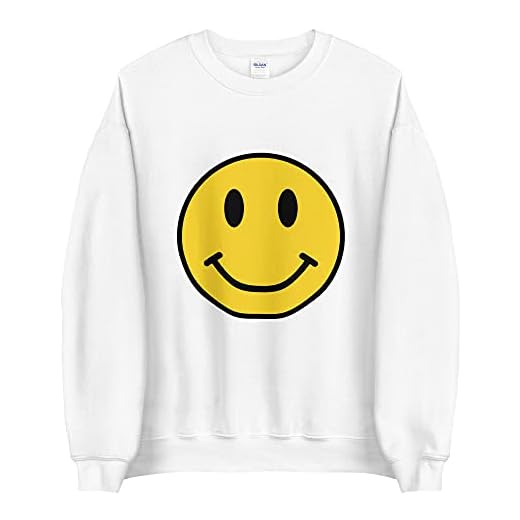 BirdBird Happy Smiley Face Plus Size 3XL 4XL 5XL Unisex Sweatshirt Women Men White (PF61173929d1453V43)