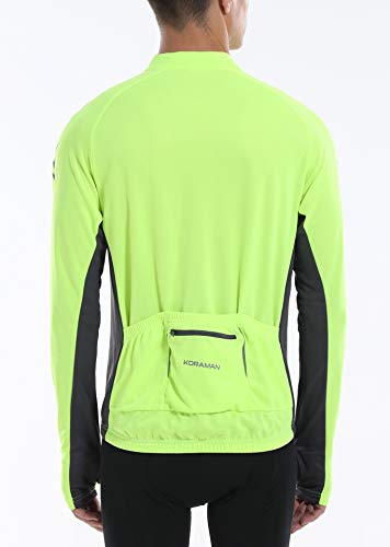 image for KORAMAN Men's Reflective Long Sleeve Cycling Jersey with Back Zipper P