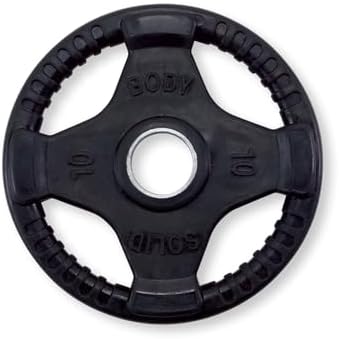 Body-Solid Pesa olímpica de caucho en forma de disco, individual, con cuatro manijas.