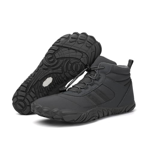 AngryMonkey Men Winter Barefoot Boots Slip Resistant Water Resistant Barefoot Shoes Zero Drop Shoe Wide Toe Box Hiking Running Boots
