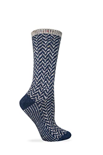 Wise Blend Chevron Crew Socks, 1 Pair, Denim, Medium, Shoe Size W 6-9
