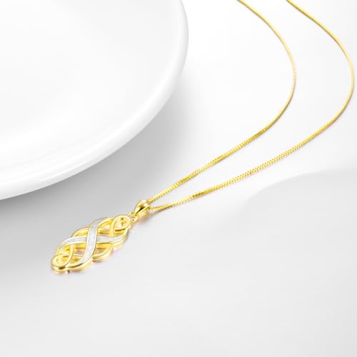 YFN Celtic Knot Necklace Created Opal Pendant Sterling Silver Infinity Love Jewelry - Image 6