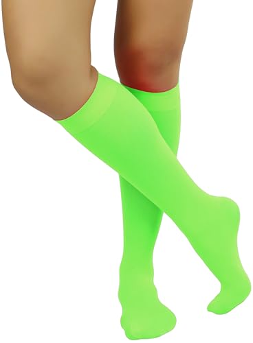 Image of ToBeInStyle Women's Opaque Knee High Nylon Fashion Socks Solid & w /Front Satin Bow