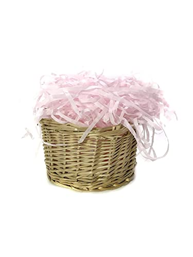 Image of Eco Sarras thin shredded paper crinkle paper grass strips gift tray decoration, gift hamper decorations, gift box fillers, wedding birthday & valentines day gift (200 Grams, Light Pink)
