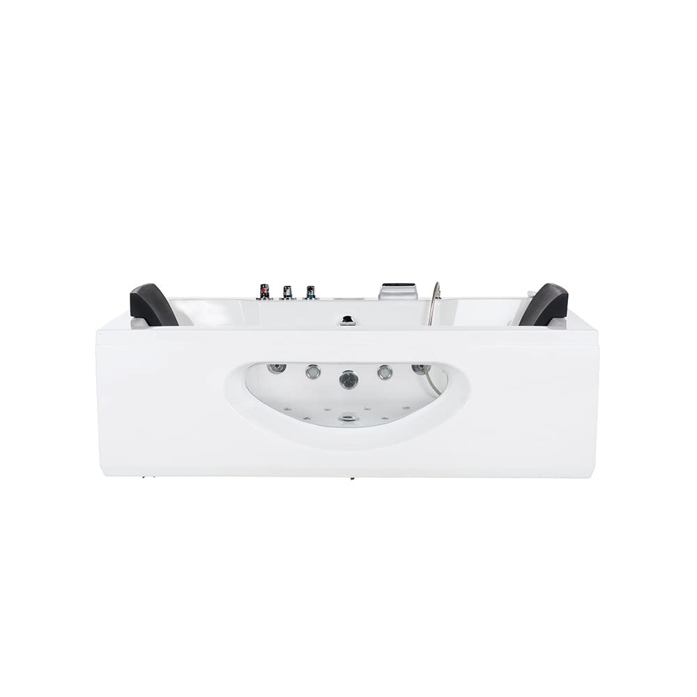 Home Deluxe - Baignoire balnéo - LAGUNA M - Blanc, dimensions : 180 x 90 x 55 cm - avec radio, chauffage et luminothérapie I Baignoire d'angle pour 2 personnes, baignoire balnéo d'intérieur