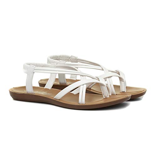 Lilley Suzzie Womens White Flat Slip On Sandal - Image 8